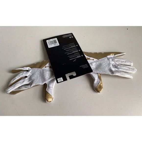 NIKE JORDAN VAPOR KNIT 4.0 METALLIC Football Receiver Gloves White Gold Size L - Picture 5 of 10